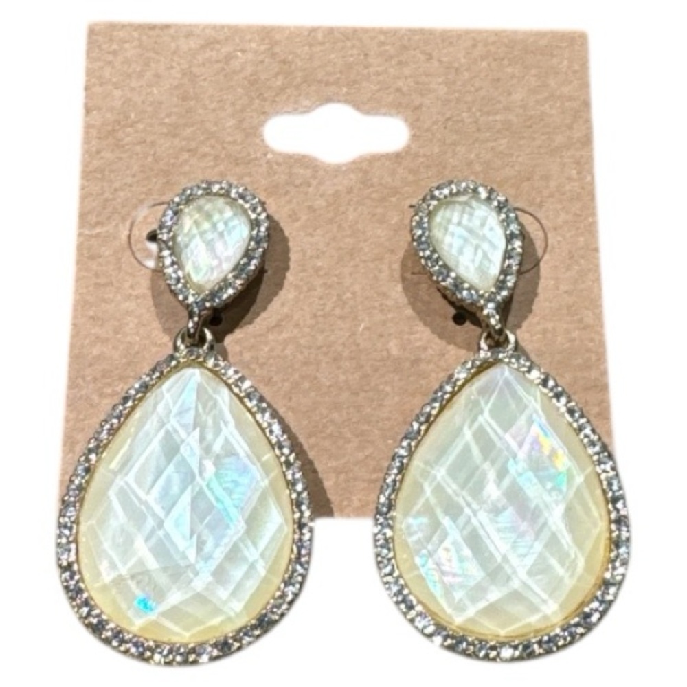 Bella Jack Crystal Halo Iridescent Double Teardrop Earrings
